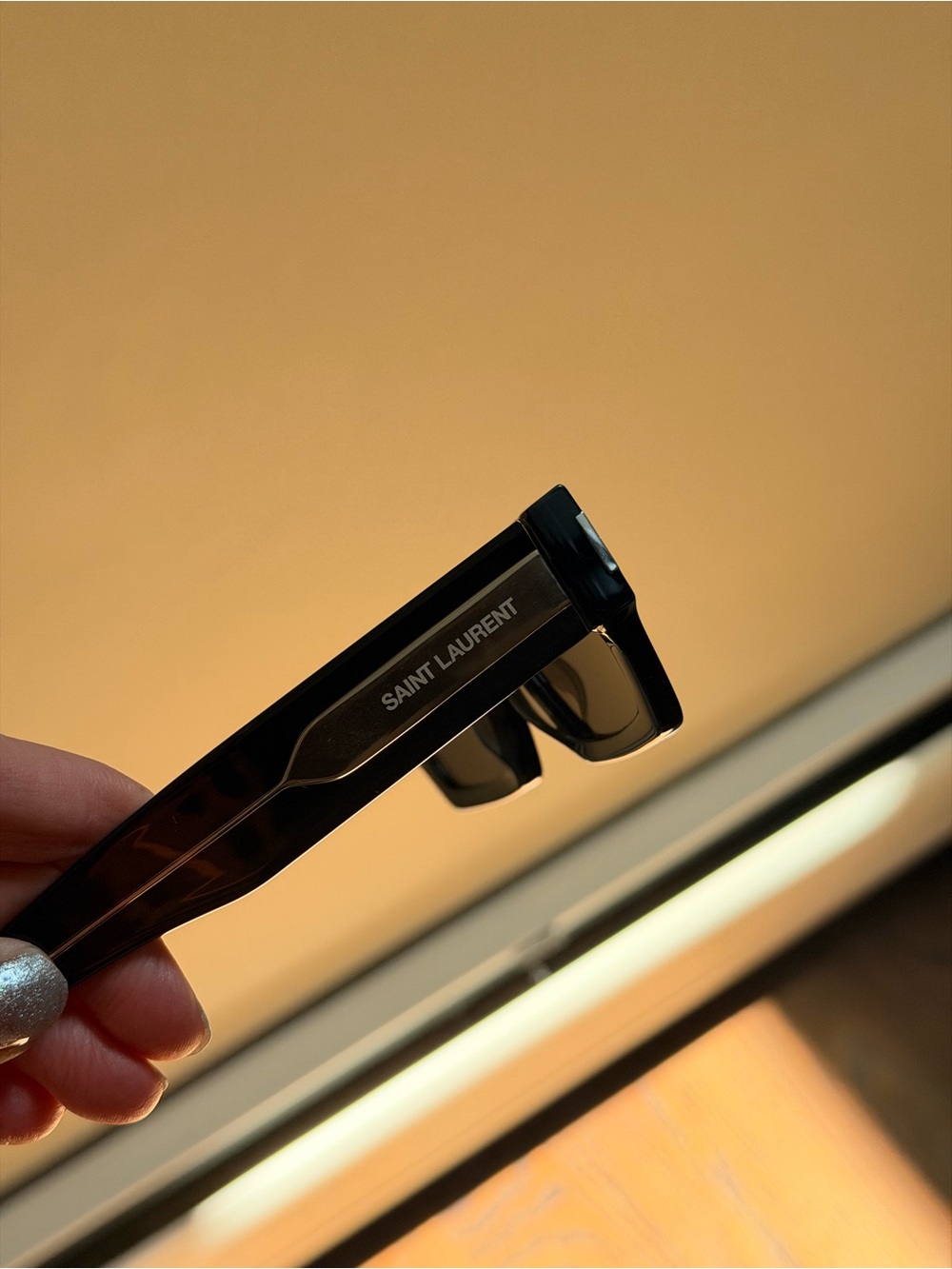 Saint Laurent Black Square-Frame Sunglasses with Silver Plaque - Picture 4 of 5